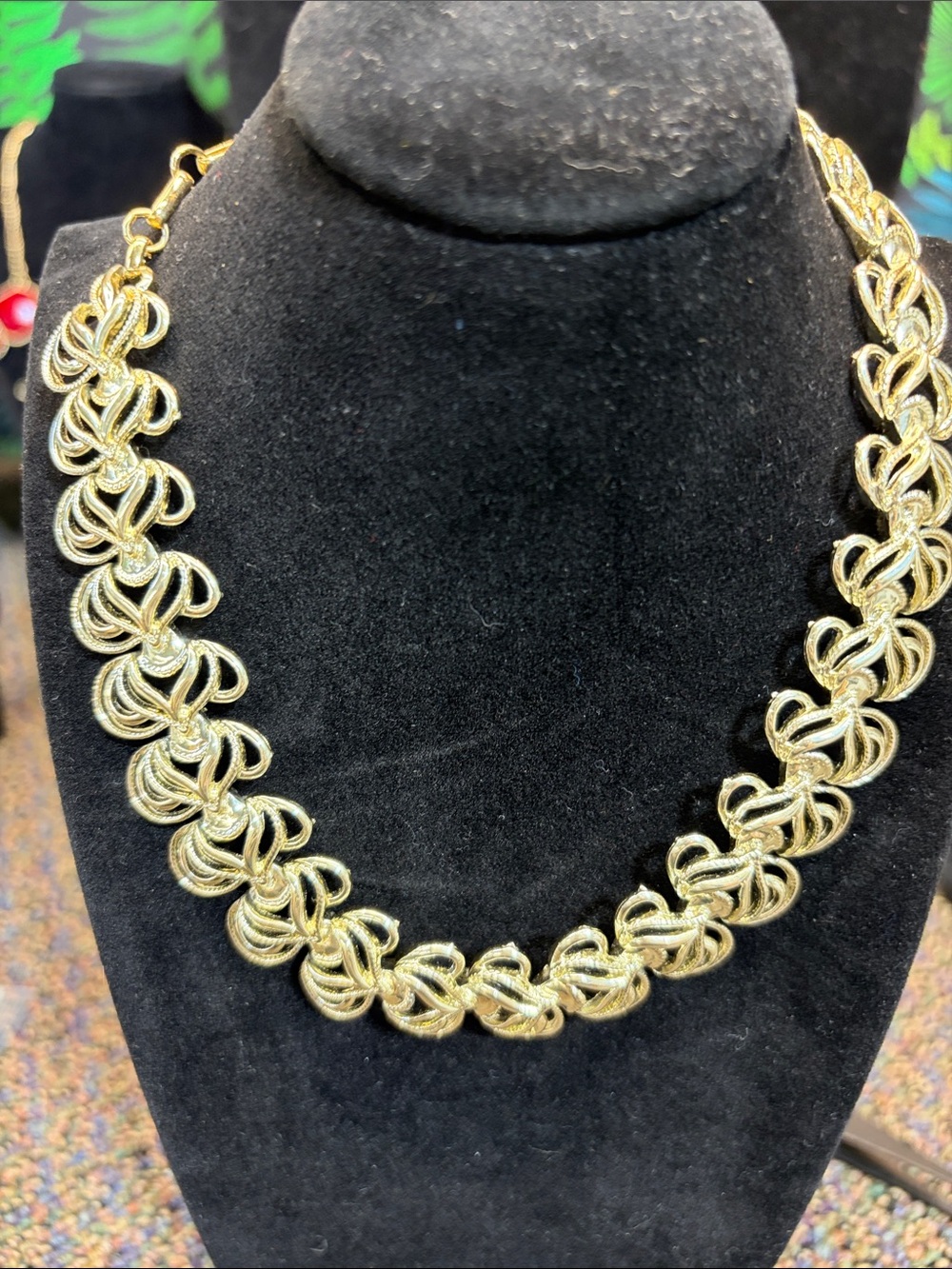Coro Gold-Tone Twisted Loop Statement Necklace